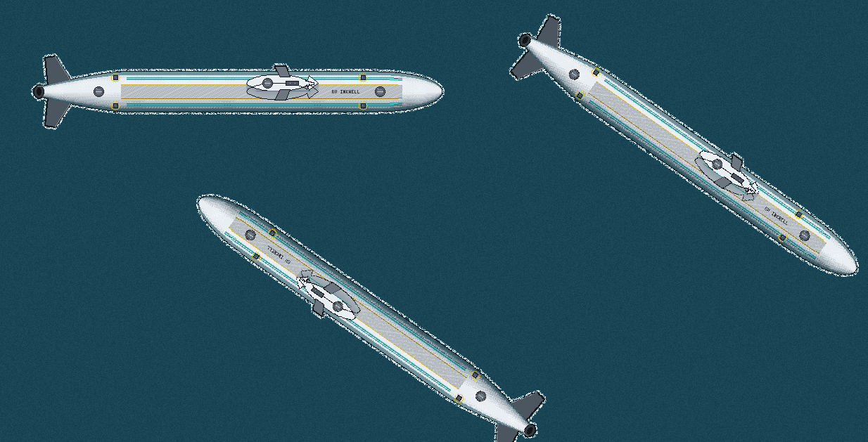 Le sous-marin RV Inkwell en surface, sous plusieurs angles